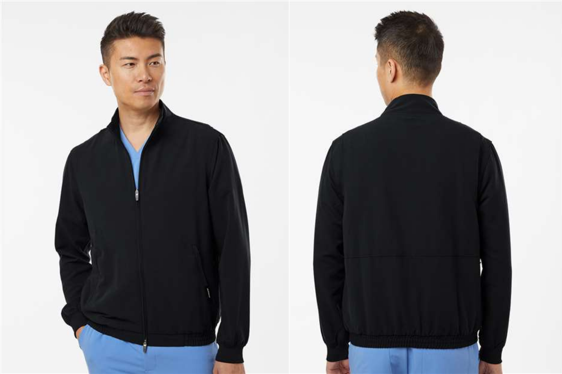 Jaanuu Men's Men's Wolfe Everyday Full-Zip 6-Pocket Scrub Jacket with Embroidery